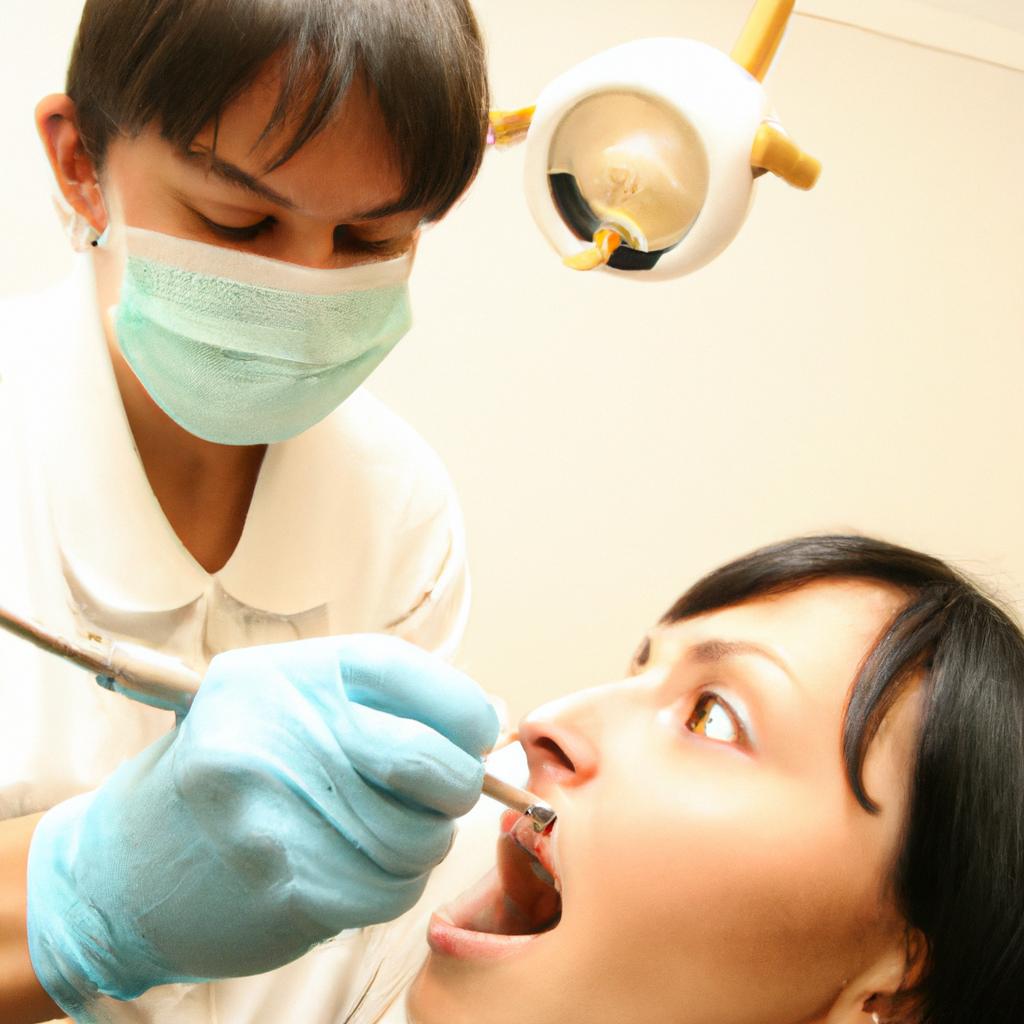Dentist performing dental procedure