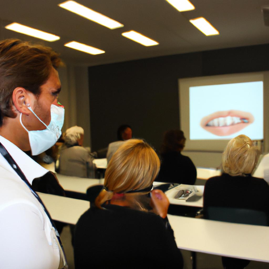 Dentist attending educational seminar
