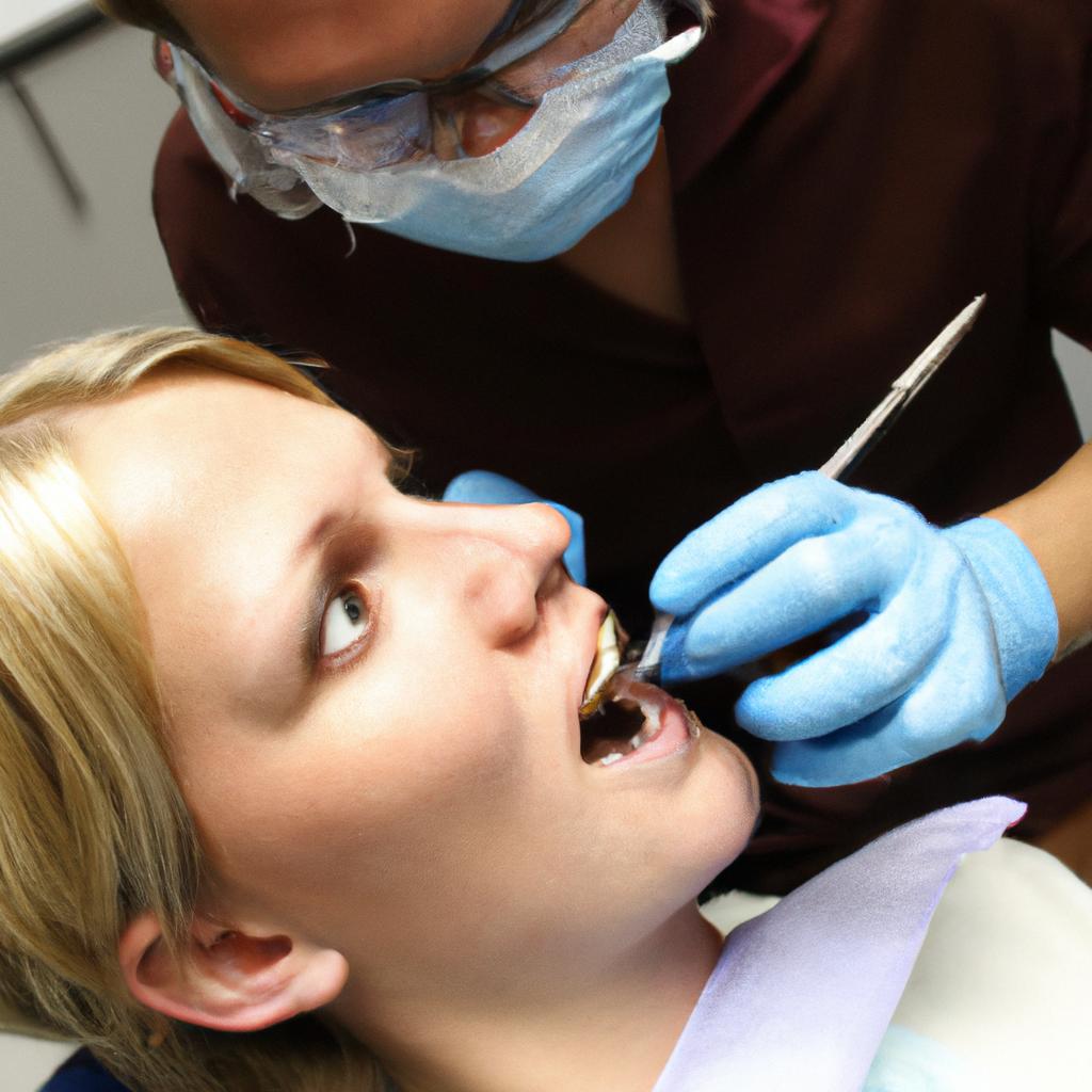 Dentist examining patient's teeth