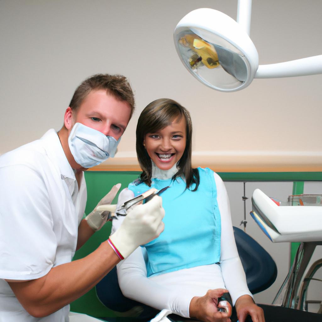 Dentist with happy patient