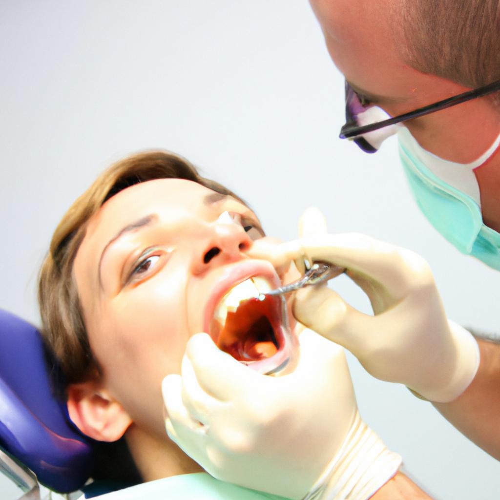Person receiving dental treatment, smiling
