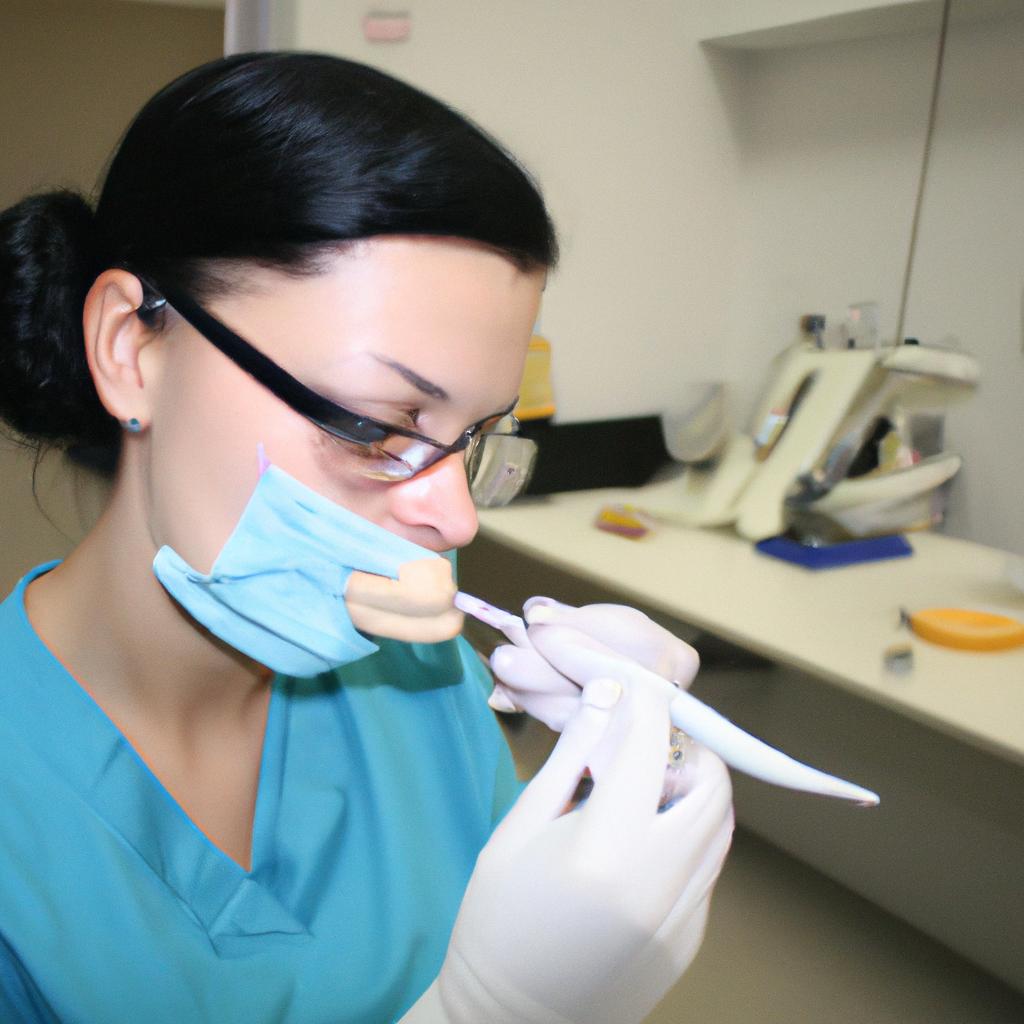 Person conducting dental research